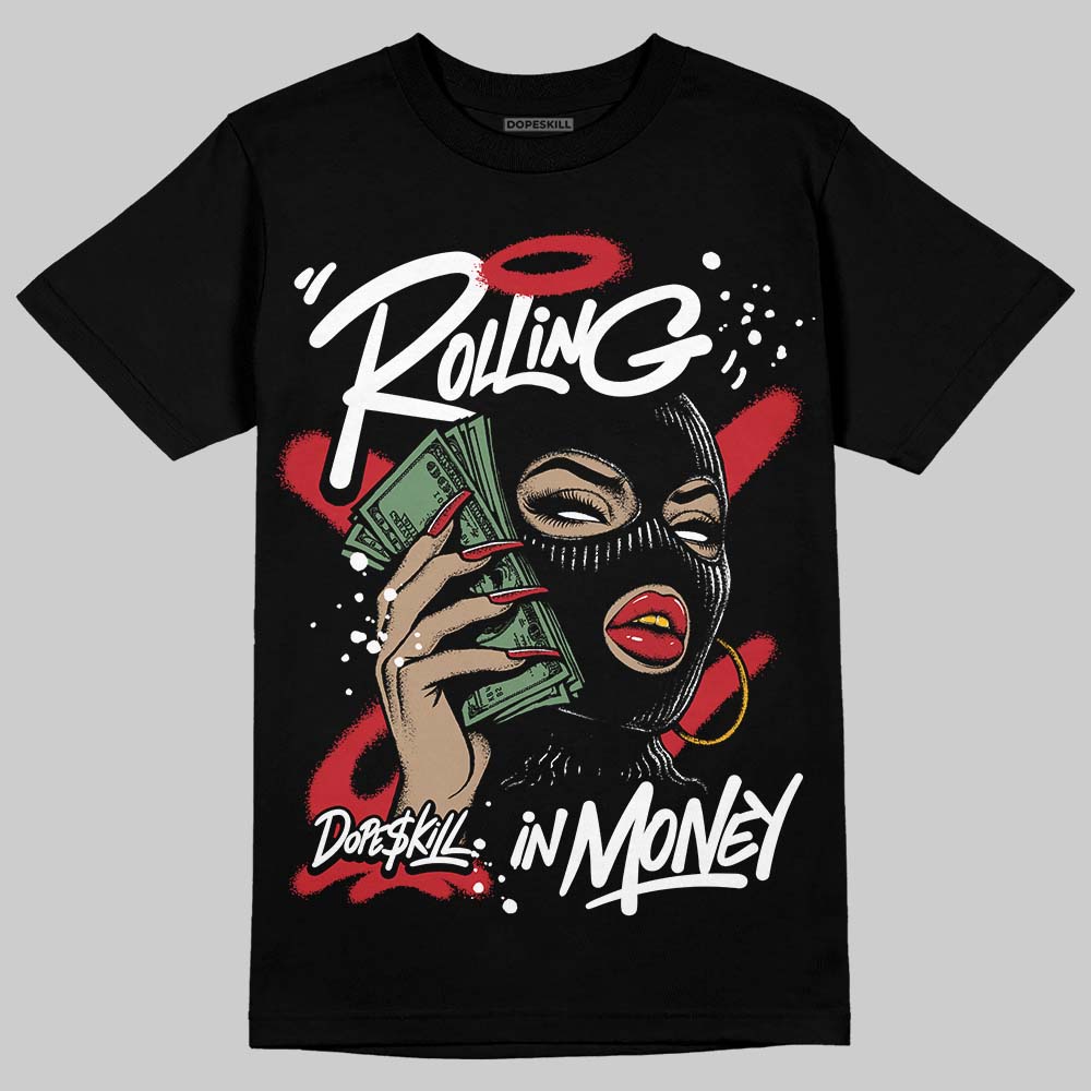 Jordan 11 Retro Low Bred (2025) DopeSkill T-Shirt Rolling in Money Graphic Streetwear - Black