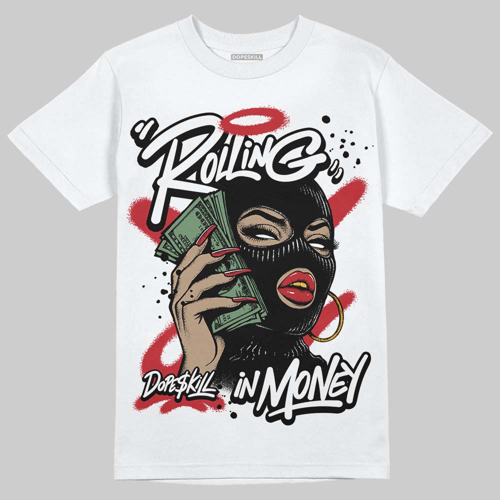 Jordan 11 Retro Low Bred (2025) DopeSkill T-Shirt Rolling in Money Graphic Streetwear - White