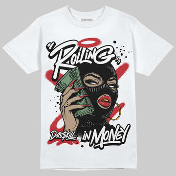 Jordan 11 Retro Low Bred (2025) DopeSkill T-Shirt Rolling in Money Graphic Streetwear - White