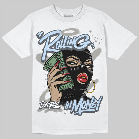 Jordan 11 Cool Grey DopeSkill T-Shirt Rolling in Money Graphic Streetwear - White