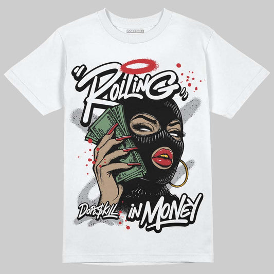 Jordan 4 OG “White Cement” DopeSkill T-Shirt Rolling in Money Graphic Streetwear - White