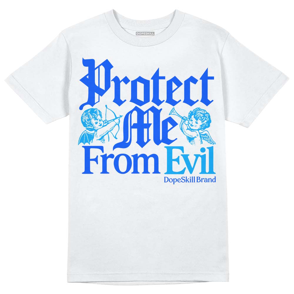 Royal Blue Sneakers DopeSkill T-Shirt Protect Me From Evil Graphic Streetwear - White