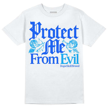 Royal Blue Sneakers DopeSkill T-Shirt Protect Me From Evil Graphic Streetwear - White