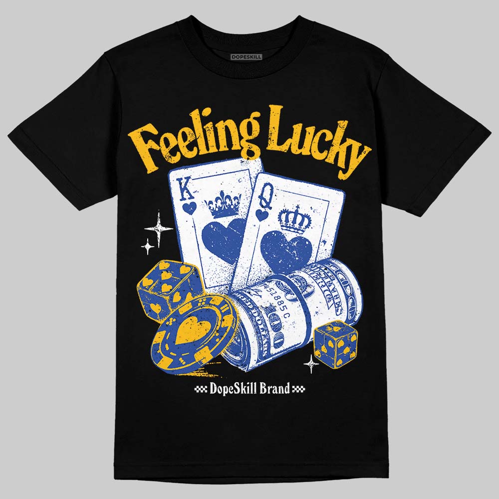 Royal Blue Sneakers DopeSkill T-Shirt Feeling Lucky Graphic Streetwear - Black