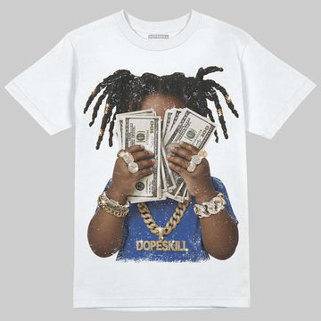 Royal Blue Sneakers DopeSkill T-Shirt Rich Youth Graphic Streetwear - White