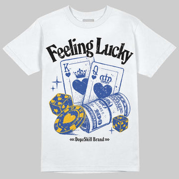 Royal Blue Sneakers DopeSkill T-Shirt Feeling Lucky Graphic Streetwear - White