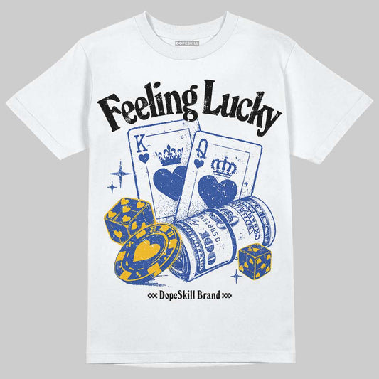 Royal Blue Sneakers DopeSkill T-Shirt Feeling Lucky Graphic Streetwear - White