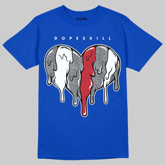 Jordan 3 "True Blue" DopeSkill T-Shirt Slime Drip Heart Graphic Streetwear - Royal