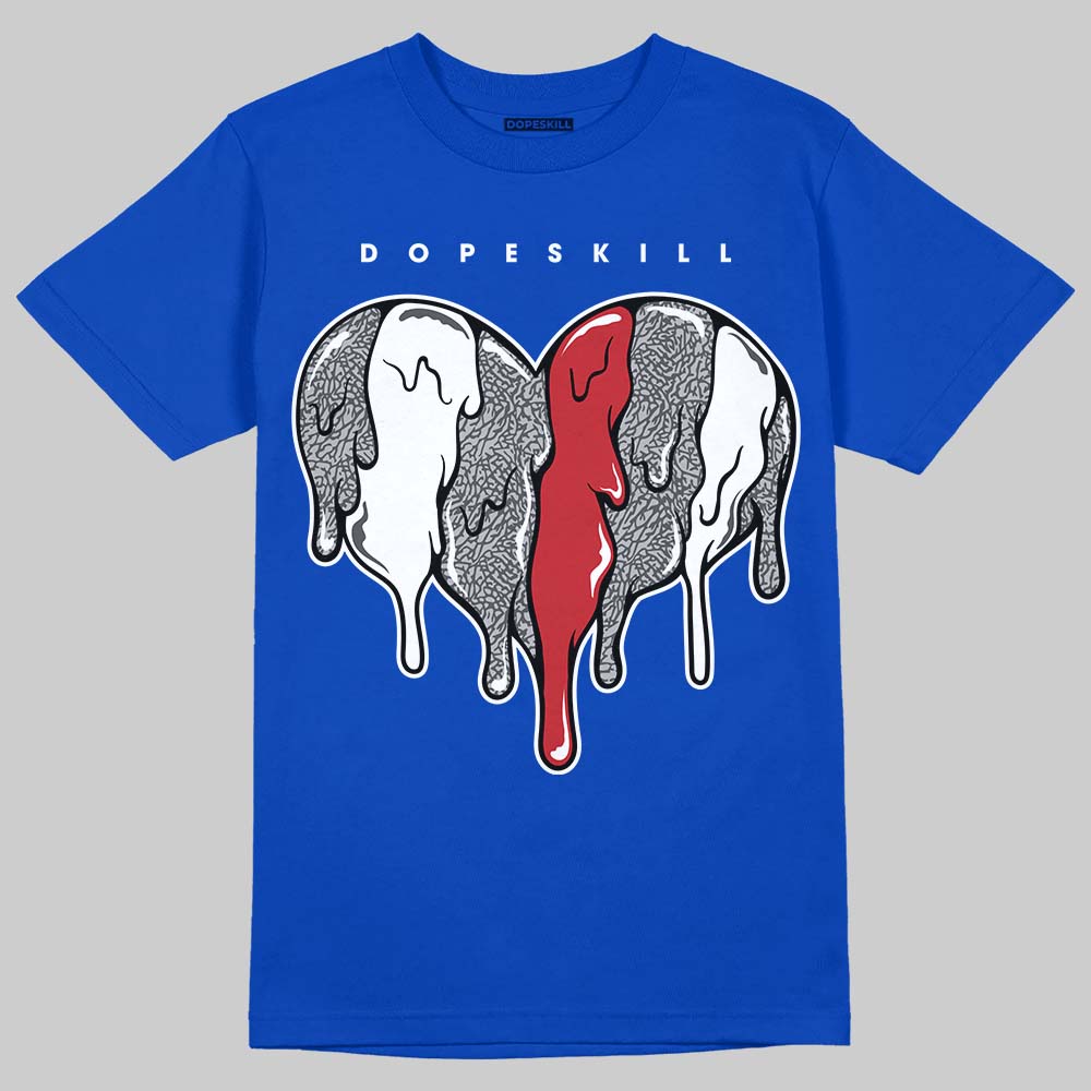 Jordan 3 "True Blue" DopeSkill T-Shirt Slime Drip Heart Graphic Streetwear - Royal