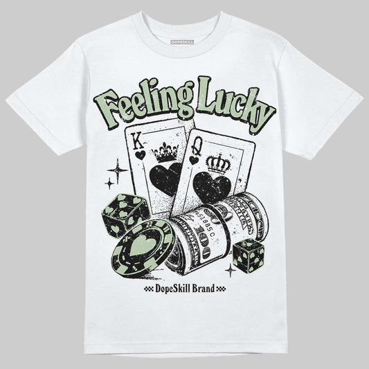Jordan 4 WMNS “Seafoam” (2025) DopeSkill T-Shirt Feeling Lucky Graphic Streetwear - White