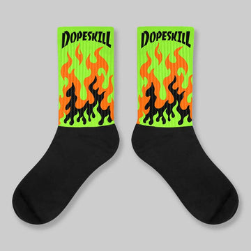 Neon Green Collection DopeSkill Sublimated Socks FIRE Graphic