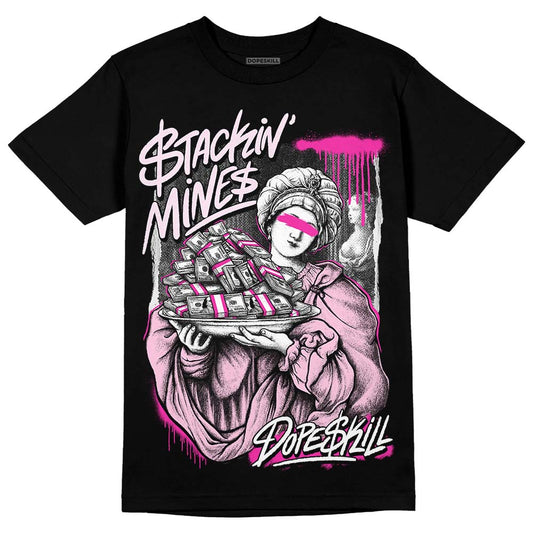 Pink Sneakers DopeSkill T-Shirt Stackin Mines Graphic Streetwear - Black