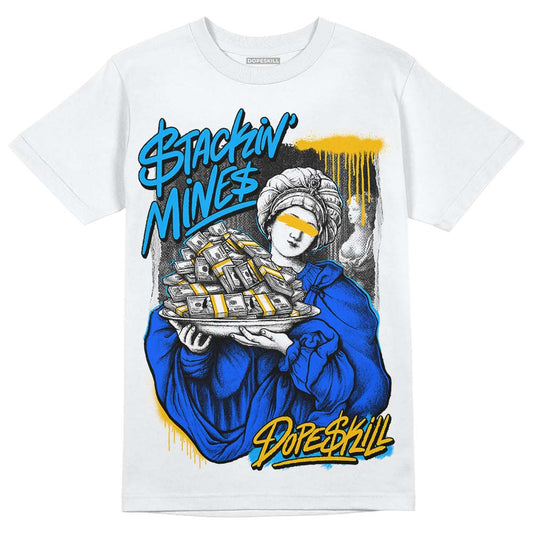 Royal Blue Sneakers DopeSkill T-Shirt Stackin Mines Graphic Streetwear - White