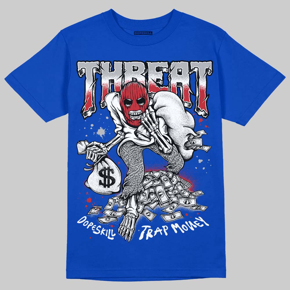 Jordan 3 "True Blue" DopeSkill T-Shirt Threat Graphic Streetwear - Royal