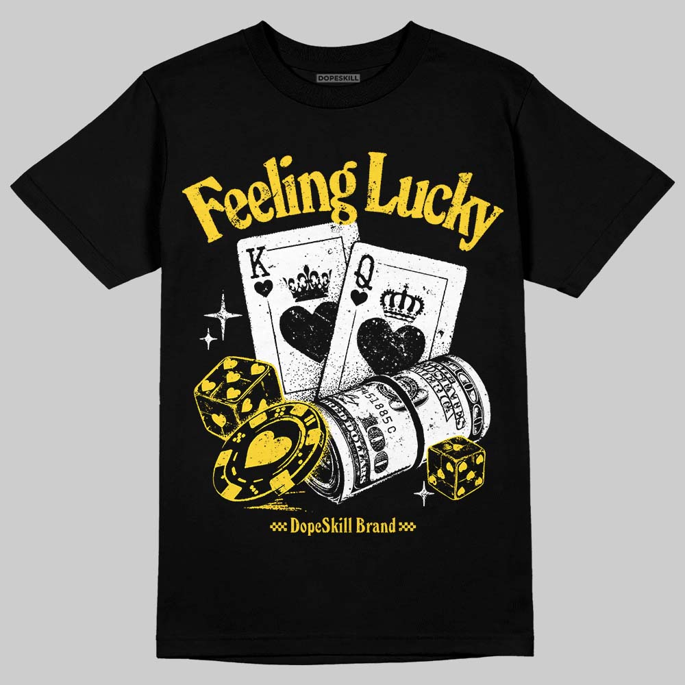 Jordan 4 Thunder DopeSkill T-Shirt Feeling Lucky Graphic Streetwear - Black