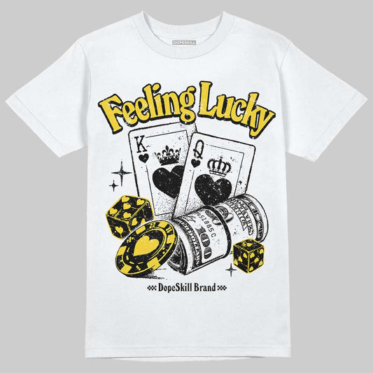 Jordan 4 Thunder DopeSkill T-Shirt Feeling Lucky Graphic Streetwear - White