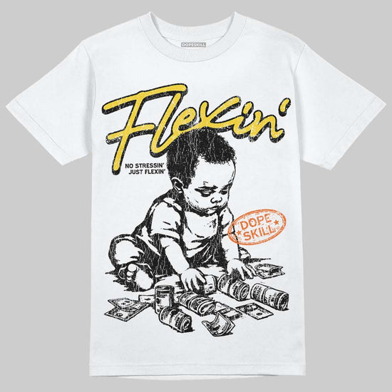 Jordan 4 Thunder DopeSkill T-Shirt Flexin' Graphic Streetwear - White