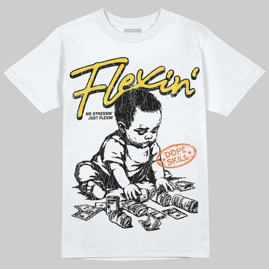 Jordan 4 Thunder DopeSkill T-Shirt Flexin' Graphic Streetwear - White