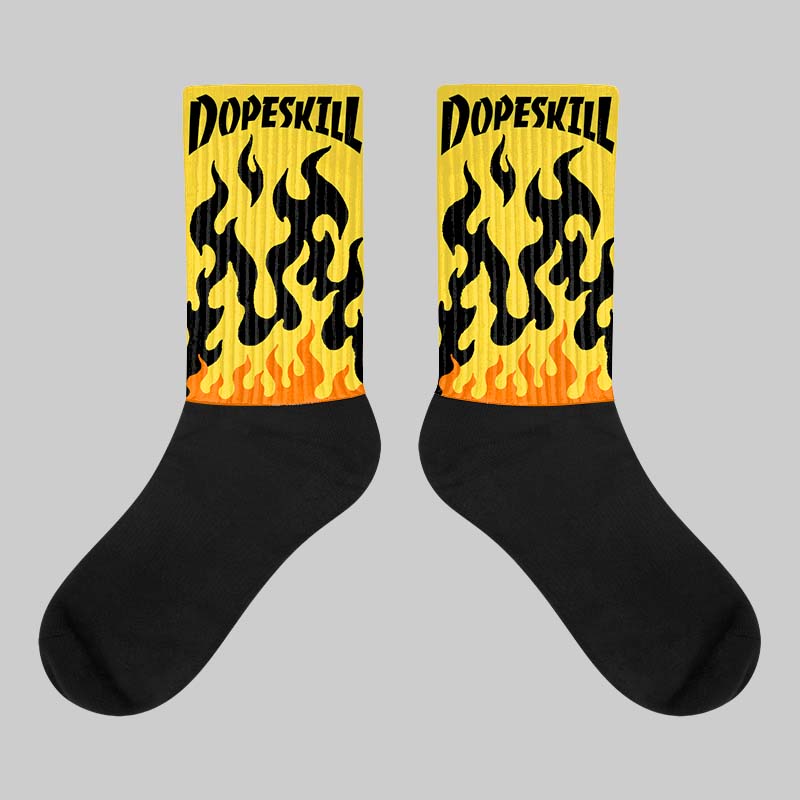 Jordan 4 Tour Yellow Thunder DopeSkill Sublimated Socks FIRE Graphic Streetwear