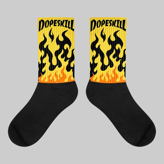 Jordan 4 Tour Yellow Thunder DopeSkill Sublimated Socks FIRE Graphic Streetwear