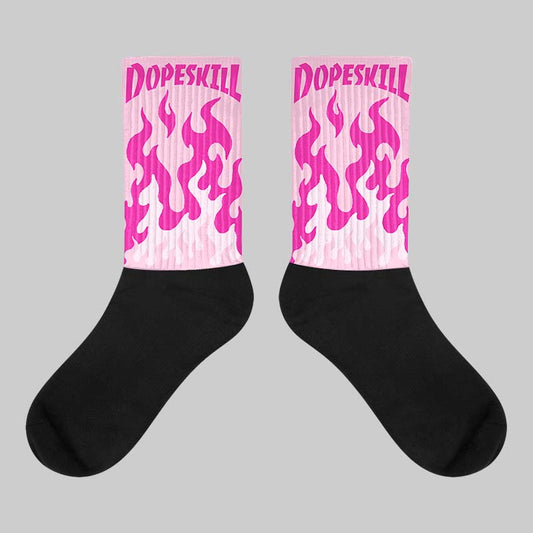 Triple Pink Dunk Low Sublimated Socks FIRE Graphic