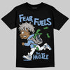 Jordan 5 Retro University Blue DopeSkill T-Shirt Fear Fuels The Hustle Graphic Streetwear - Black