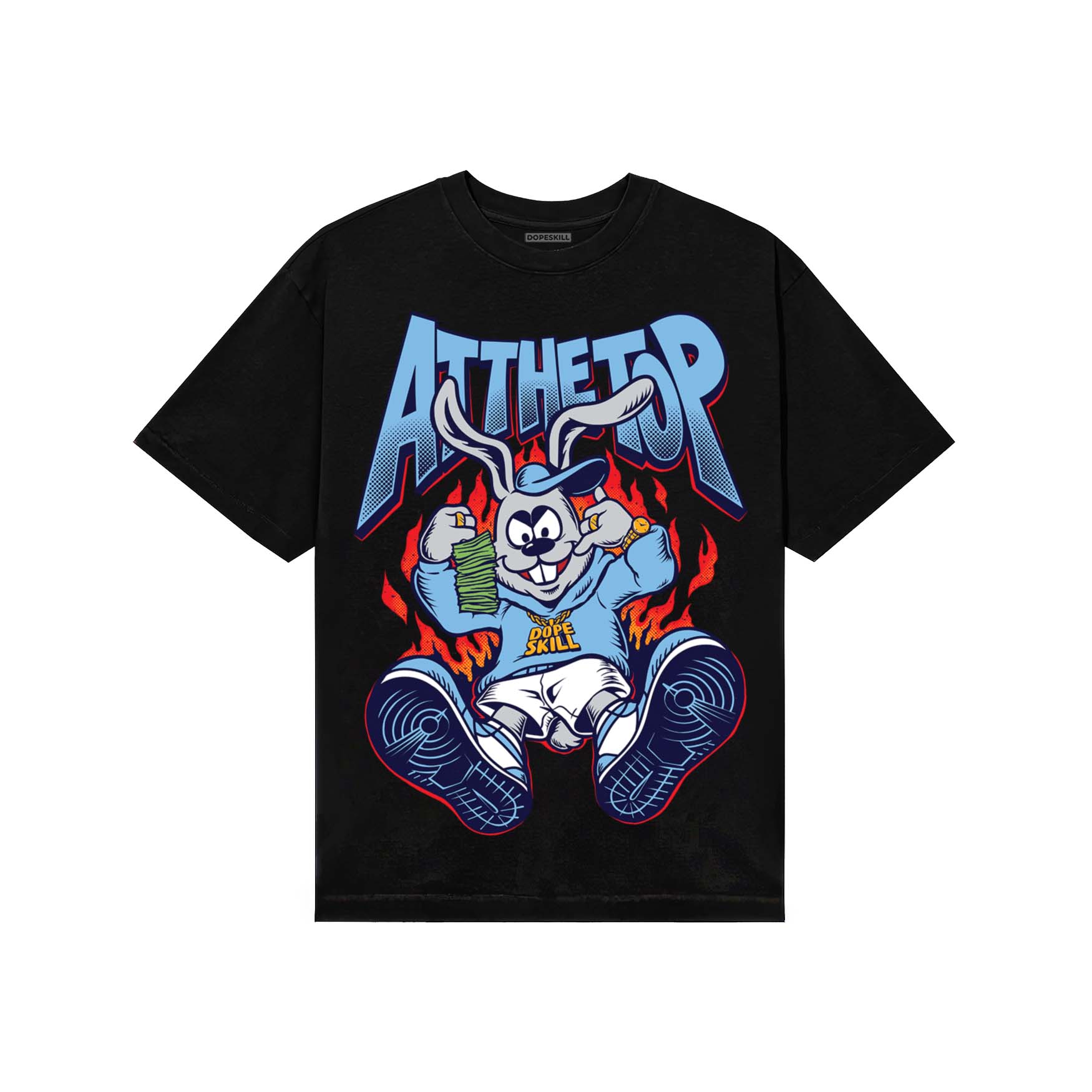 University Blue Sneakers DopeSkill T-Shirt At The Top Graphic Streetwear - Black