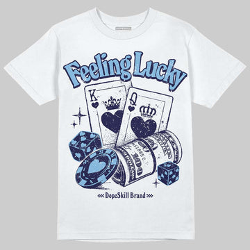 University Blue Sneakers DopeSkill T-Shirt Feeling Lucky Graphic Streetwear - White