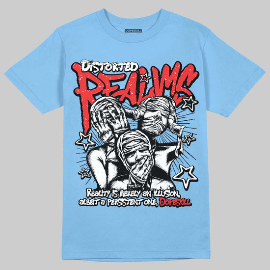 University Blue Sneakers DopeSkill T-Shirt Distorted Realms Graphic Streetwear - Carolina Blue