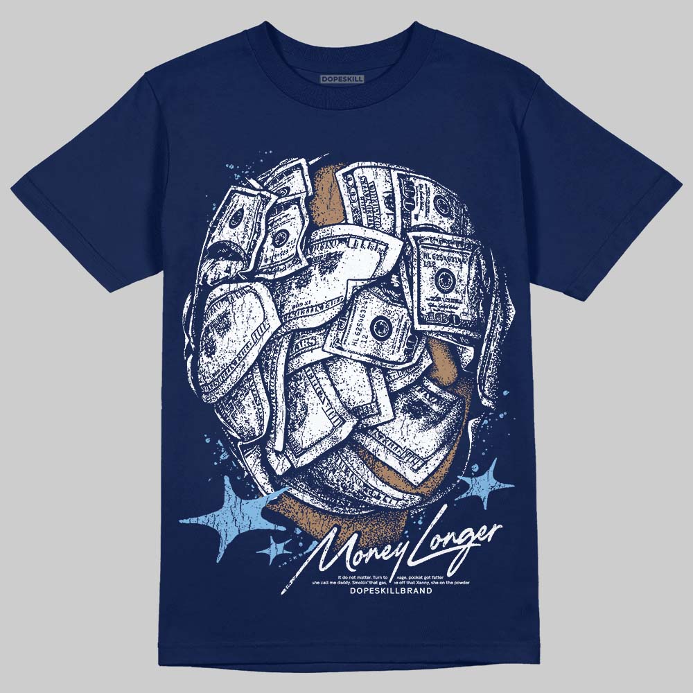 University Blue Sneakers DopeSkill T-Shirt Money Longer Graphic Streetwear - navy
