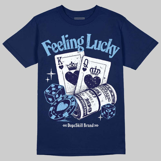 University Blue Sneakers DopeSkill T-Shirt Feeling Lucky Graphic Streetwear - navy