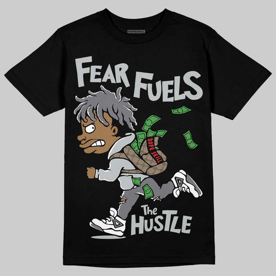 Jordan 12 Black Wolf Grey DopeSkill T-Shirt Fear Fuels The Hustle Graphic Streetwear - Black