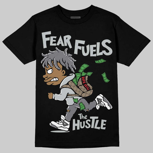 Jordan 12 Black Wolf Grey DopeSkill T-Shirt Fear Fuels The Hustle Graphic Streetwear - Black