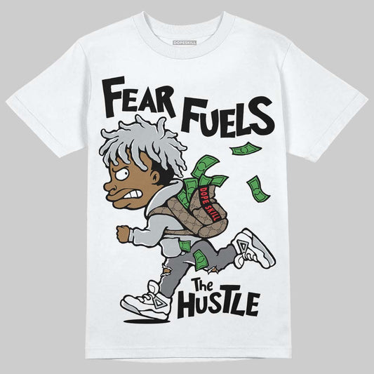 Jordan 12 Black Wolf Grey DopeSkill T-Shirt Fear Fuels The Hustle Graphic Streetwear - White