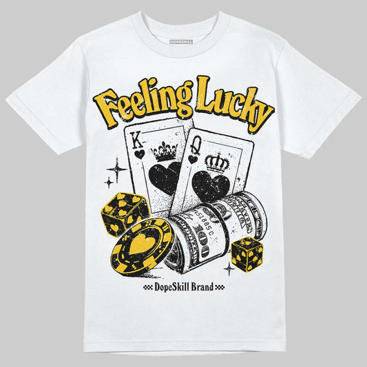 Yellow Sneakers DopeSkill T-Shirt Feeling Lucky Graphic Streetwear - White 