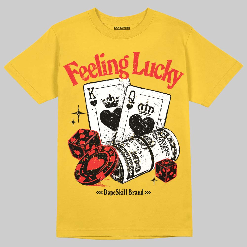 Yellow Sneakers DopeSkill T-Shirt Feeling Lucky Graphic Streetwear - Gold