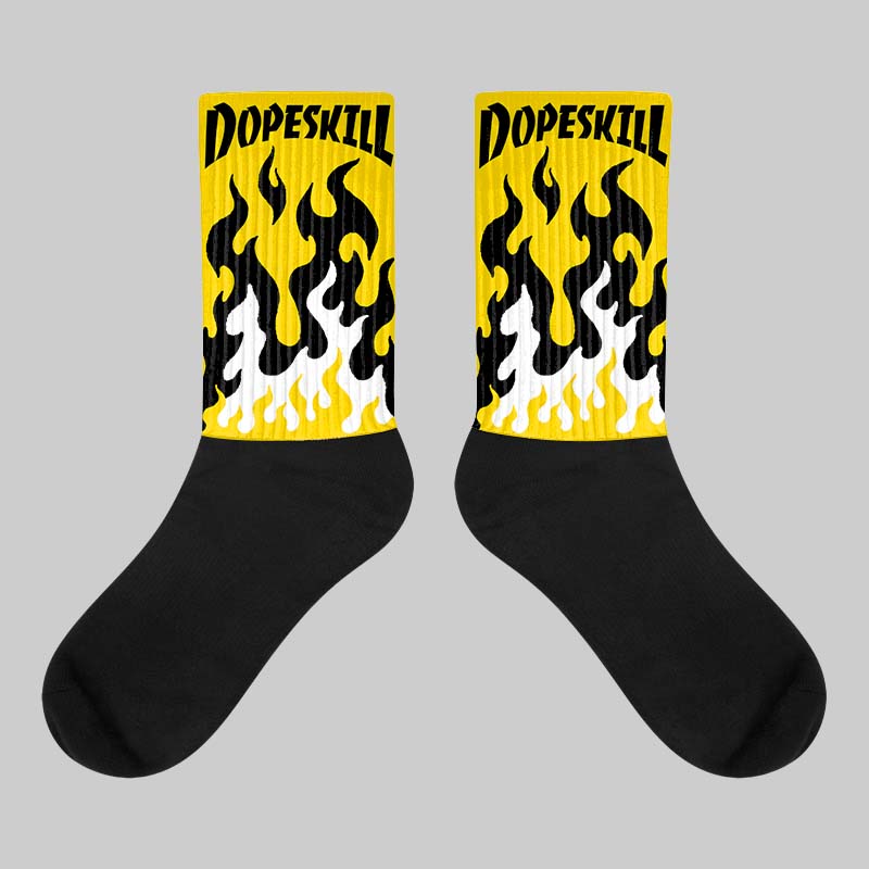 Jordan 6 “Yellow Ochre” DopeSkill Sublimated Socks FIRE Graphic Streetwear