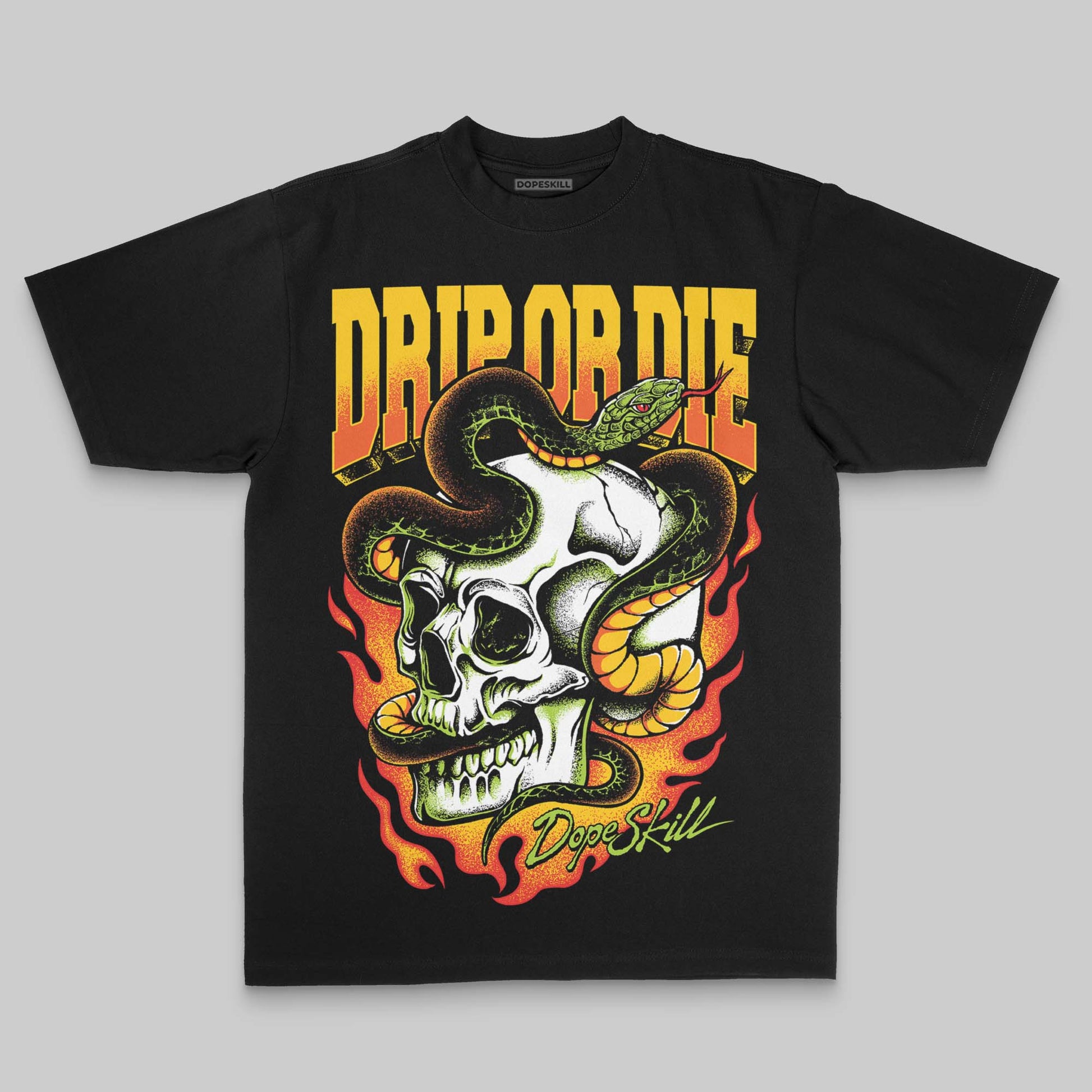 Yellow Oversize Print Drip or Die DopeSkill Graphic Premium T-shirt Streetwear - Black