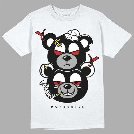 Jordan 14 "Black/White" DopeSkill T-Shirt New Double Bear Graphic Streetwear - White 