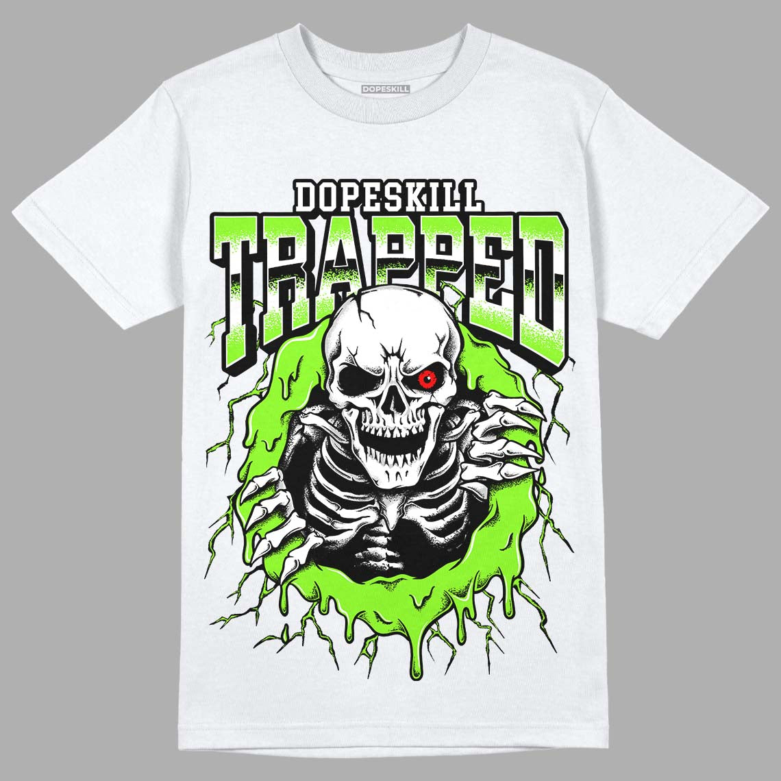 Neon Green Sneakers DopeSkill T-Shirt Trapped Halloween Graphic Streetwear - White