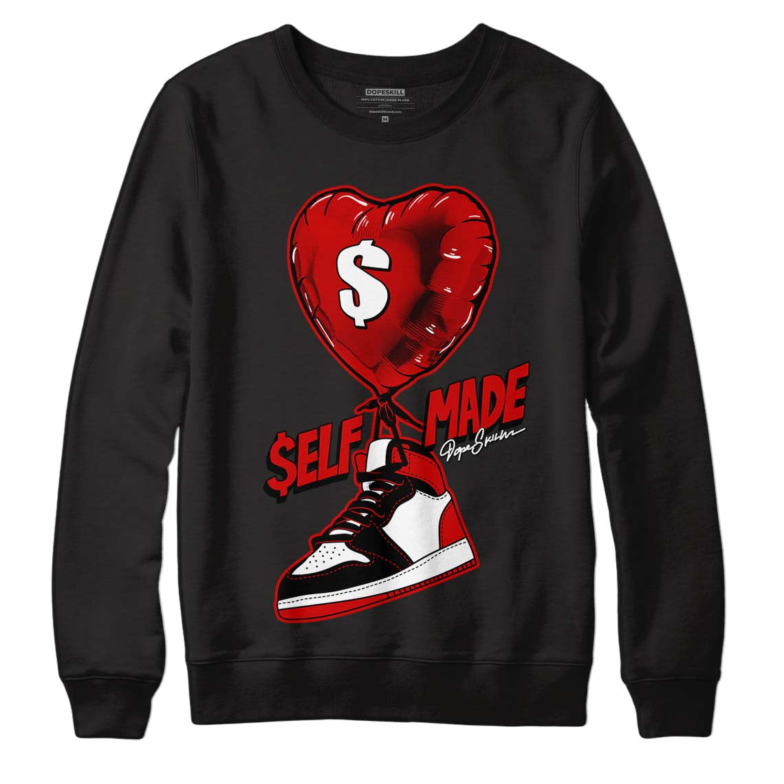 Jordan 1 Retro Low "Black Toe" DopeSkill Sweatshirt Self Made Graphic Streetwear - Black