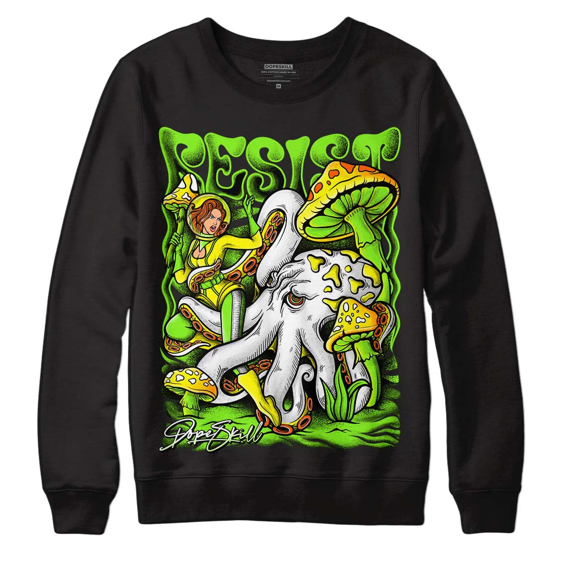 Neon Green Sneakers DopeSkill Sweatshirt Resist Graphic Streetwear - Black