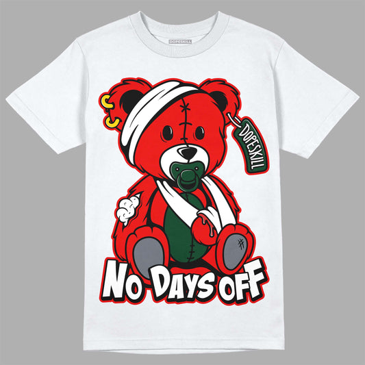 Jordan 2 White Fire Red DopeSkill T-Shirt Hurt Bear Graphic Streetwear - White