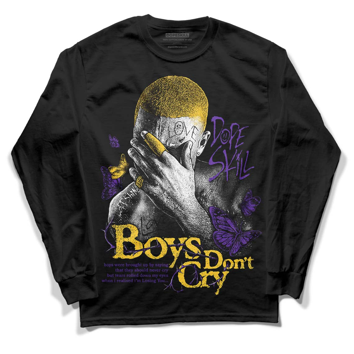 Jordan 12 “Field Purple” DopeSkill Long Sleeve T-Shirt Boys Don't Cry Graphic Streetwear - Black