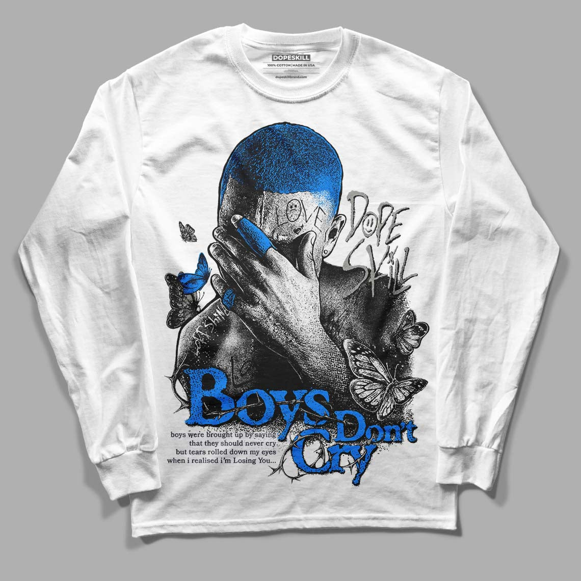 Jordan 6 Retro Cool Grey DopeSkill Long Sleeve T-Shirt Boys Don't Cry Graphic Streetwear - White