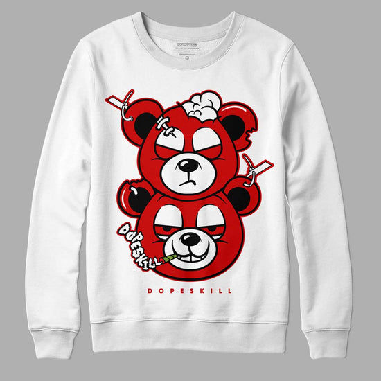 Jordan 1 Retro Low "Black Toe" DopeSkill Sweatshirt New Double Bear Graphic Streetwear - White