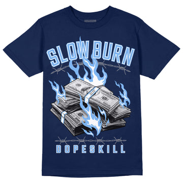 Jordan 5 Midnight Navy DopeSkill Navy T-Shirt Slow Burn Graphic Streetwear