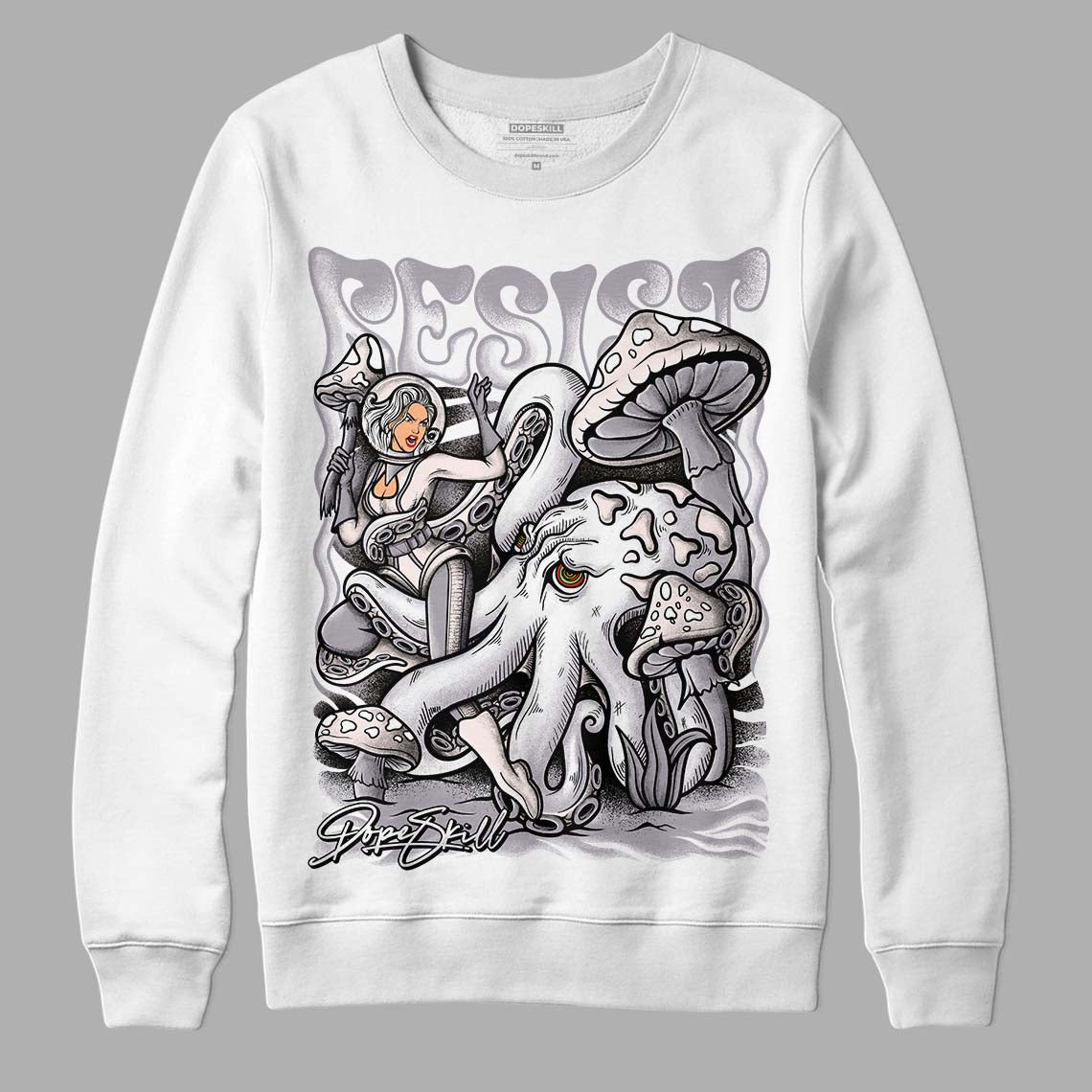 Jordan 2 Cement Grey DopeSkill Sweatshirt Resist Graphic Streetwear - White