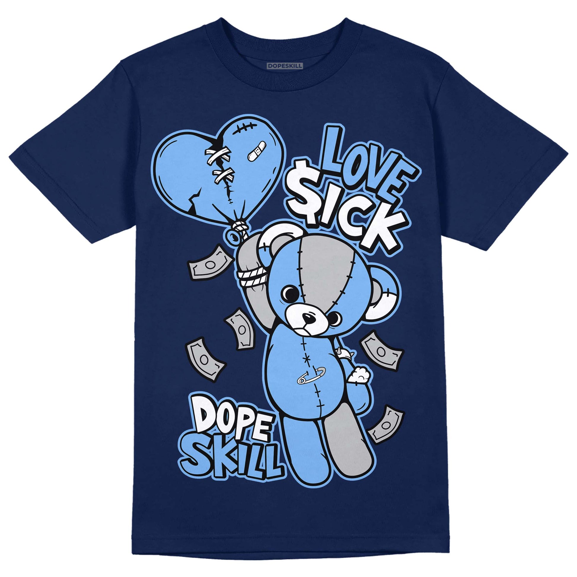 Jordan 5 Midnight Navy DopeSkill Navy T-Shirt Love Sick Graphic Streetwear