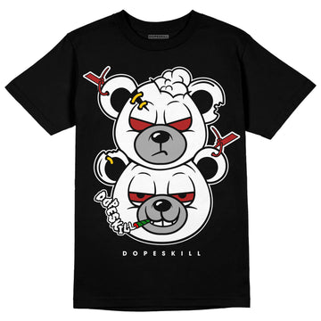 Jordan 14 "Black/White" DopeSkill T-Shirt New Double Bear Graphic Streetwear - Black